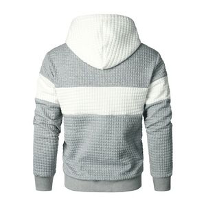 Sudadera con capucha de punto gofrado para hombre, personalizada al por mayor, de algodón, color liso, con bolsillo, antiencogimiento, logo frontal, estilo casual, para invierno - Product Image 2