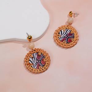 ตุ้มหูหวาย Boho แบบทอพร้อมเครื่องประดับทำด้วยมือเป็นมิตรต่อสิ่งแวดล้อม - Product Image 4