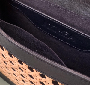 กระเป๋าหวายธรรมชาติสำหรับผู้หญิง, กระเป๋าหวายทำด้วยมือและกระเป๋าสะพายข้างหนังสีดำสำหรับสุภาพสตรี, ผู้หญิง, หมวก Minh - Product Image 3