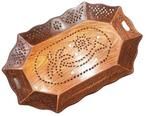 Plateau de service rectangulaire en bois d'acacia fait à la main, écologique, pour fruits et légumes, luxe, hôtel, restaurant, multi-usages - Product Image 1