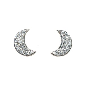 Sheri Jewels Boucles d'oreilles en or blanc 18 carats avec diamant naturel rond et taille brillante pour femme - Product Image 1