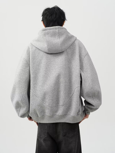 Sudadera con Capucha y Cremallera Extra Grande, Holgada, Gruesa, de Algodón 100%, con Hombros Caídos, Talla Grande - Product Image 2