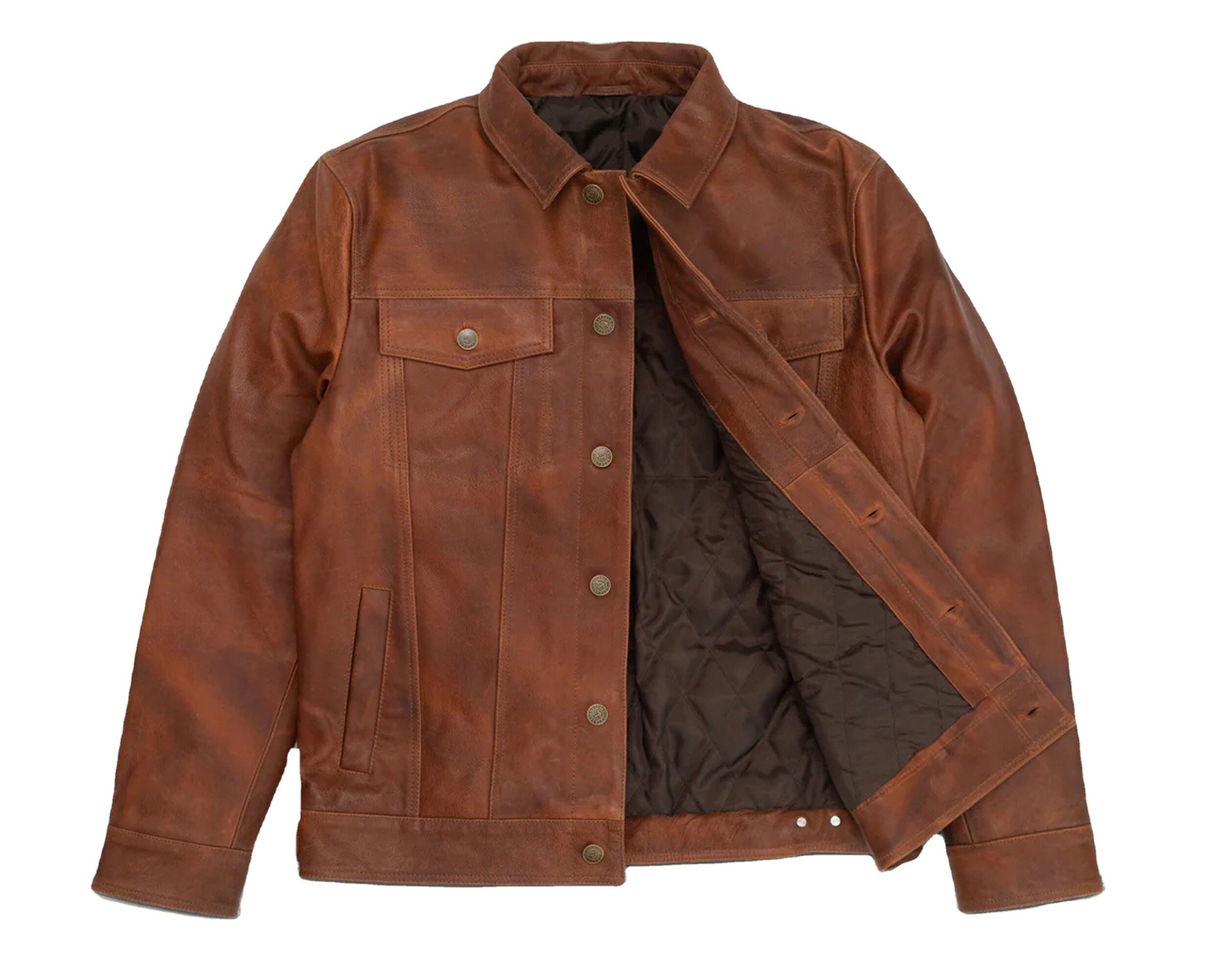 Classic Men's Brown Suede Trucker Jacket for Men Custom New Design High  Quality Vintage Style Men's Leather Jackets