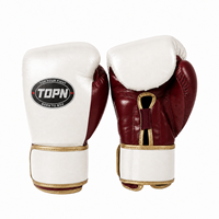 Gants de boxe en cuir PU personnalisés, vente en gros directe d'usine, 6oz 8oz 12oz, pour hommes et femmes, entraînement et sparring, fermeture auto-agrippante, marque TOPN