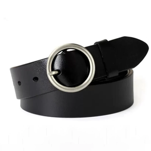 Ceintures en cuir véritable pour hommes Ceinture à boucles en cuir fendu Noir Casual Customized Logo Style - Product Image 3