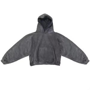 Wholesale Custom 2025 Girls Baggy Style Winter <b>Fleece</b> <b>Hoodie</b> Acid Wash Sun Fade Drop Shoulder Rhinestone Distressed Breathable - Product Image 1