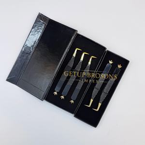 Pestañas Antiestáticas GETUP BROSONS IMPEX de Acero Inoxidable, Color Negro Liso con Punta Dorada y Diseño de Corona Recortada, 10 mm - Product Image 3