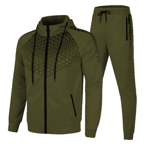 Men's Winter Fleece Hoodie <b>Jogger</b> Set Zipper Tracksuit with DTF DTG Screen and Digital Printing Sublimation in Solid Color - Product Image 2