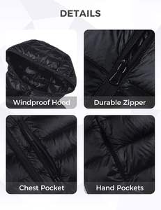 Chaqueta empacable de invierno ligera de alta calidad para hombre, tela de lona con capucha de estilo callejero, servicio OEM, venta al por mayor, precio bajo - Product Image 4