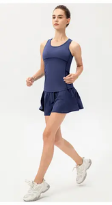 Jupe de tennis pour femmes, été, sport, écologique, anti-UV, séchage rapide, évacuation de l'humidité, respirante, légère, avec logo sur le devant - Product Image 5