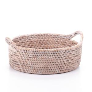 Cesta pequeña de mimbre natural para regalos, organizadora decorativa, cestas poco profundas tejidas a mano con asas - Product Image 2