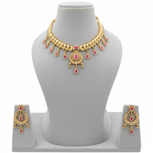 Conjunto de Joyería de Imitación Polki Heritage, Chapado en Oro de 18K, Collar y Aretes de Latón para Novia, Joyería de Moda para Bodas y Fiestas - Product Image 2