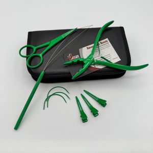 Pinces d'extension de cheveux en acier inoxydable de qualité chirurgicale avec logo personnalisé vente en gros de couleur verte kit d'outils - Product Image 5