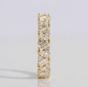 Women's 18K Yellow Gold Mixed Cut <b>Stack</b> Diamond Classic Style Lab Grown IGI Certified Engagement And Party Wear <b>Ring</b> - Product Image 3