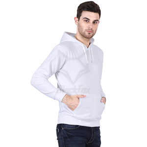 เสื้อฮู้ดสีขาวสำหรับผู้ชาย ทรงปกติ ผ้าฝ้ายเฟรนช์เทอร์รี่ สไตล์ลำลอง สีพื้น มีกระเป๋า เหมาะสำหรับใส่ในฤดูใบไม้ร่วง - Product Image 4