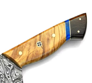 Cuchillo de Caza y Camping Profesional Personalizado OEM al por Mayor, de Acero de Damasco Premium, con Punta de Gota, Mango de Madera, Estilo Bowie - Product Image 2