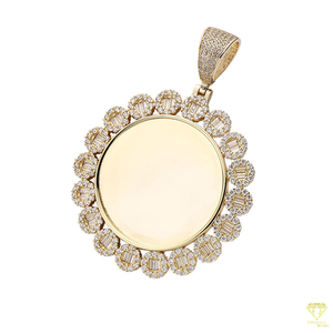 Pendentif photo plaqué or personnalisé Grand cercle rond Médaille de style hip-hop avec diamant Cadeau d'anniversaire pour homme - Product Image 3