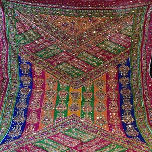 Chales hechos a mano tribales Banjara indios antiguos para mujer, espejo con patrón Floral bordado elegante, tengo que trabajar en tela viscosa larga - Product Image 6