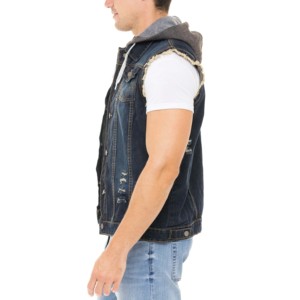 Chaleco de mezclilla sin mangas ajustado informal para hombre, algodón transpirable con cuello en V, respetuoso con el medio ambiente con botón de talla grande, venta al por mayor para niños - Product Image 6