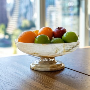 Cuenco de resina hecho a mano más vendido, cuenco de Pedestal con apariencia de mármol, técnica personalizada al mejor precio para aplicaciones de fiestas en casa, hecho en La India - Product Image 2