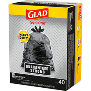 Sacs poubelle biodégradables épais transparents de grande taille Glad Strong Quick Tie 3-6L, 40 sacs - Product Image 4