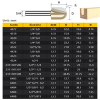 HUHAO 1/4 Shank Half Round CNC Router Bit Alat Pertukangan Kayu Karbida Bulat untuk Pemotongan dan Penggilingan 4477