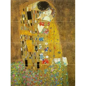 Kiss Klimt Art Mural Cerámica Oro Azulejo #33 Murales de pared Backsplash - Product Image 1