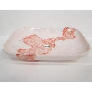 Lavabo de mesa de forma ovalada marrón, lavabo de porcelana de una pieza para baño, lavabo de encimera de Arte de cerámica con grifo - Product Image 3