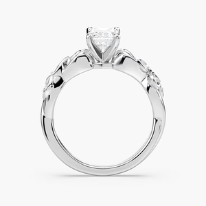 Anillo de Compromiso Vintage con Diamante Cultivado en Laboratorio de Corte Esmeralda de 1.10 CTW, Diseño de Hojas y Enredaderas, Certificado IGI, Oro Sólido de 14K, Anillo de Novia - Product Image 2