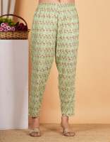 Ensemble Kurta Pantalon et Dupatta en Coton Vert Menthe pour Femme, Style Formel d'Été, avec Broderie Florale Col Rond et Travail Miroir, Longueur Entière, Coupe Classique