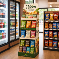 Étagère de présentation en carton ondulé pour les produits croustillants, stand promotionnel pour les aliments