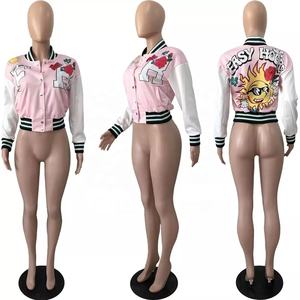 Abrigo informal de moda de invierno y otoño 2023 para mujer, chaquetas universitarias con botones en blanco, diseño de béisbol con letras de retazos, forro de nailon - Product Image 6