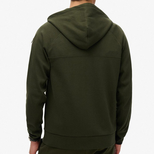 Chaqueta con Capucha y Cremallera para Hombre, Forro Polar, Verde Sólido, Resistente al Viento, Corte Regular, para Otoño - Product Image 2