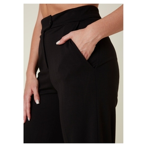 Made in Italy Autumn <b>Winter</b> Punto Milano Woman's <b>Trousers</b> with Pockets Wide Leg Button Zip Frontside Different Colors - Product Image 4