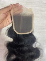 Extensions de cheveux humains Remy bouclés de 16 pouces avec closure 4x4, cheveux bruts d'Inde du Sud, double trame machine pour Lace Front, toutes couleurs