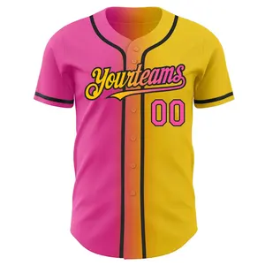 2023 Gradiënt Baseball Jersey Hiphop Knoop Down Shirts Gestikt Nummer Voor Mannen Vrouwen Kleur Grijs Honkbal Jersey