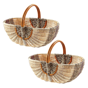 PANIER DE RÉCOLTE EN ROTIN Tissé à la main de qualité supérieure PANIER DE PIQUE-NIQUE du Vietnam avec poignées pour un transport et un stockage faciles - Product Image 1