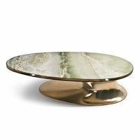 Table centrale de loisirs avec cadre en métal doré meubles modernes Table à café et thé canapé coin latéral pour maison et hôtel forme ronde