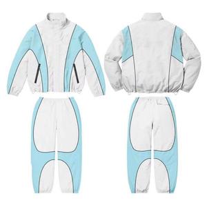 Survêtement deux pièces vintage en satin avec logo personnalisé, coupe-vent d'automne, streetwear, ensemble de survêtement à fermeture éclair intégrale, survêtement pour hommes, livraison rapide - Product Image 4