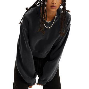 Alta calidad nuevas mujeres 100% algodón cuello redondo moda adelgazamiento Crop Top Casual personalizado mujeres crop top sudadera - Product Image 4