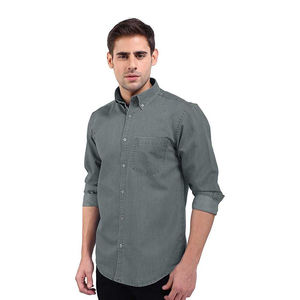 Camisa Vaquera Informal Ligera para Hombre, Estilo Invernal, Azul Clásico, 100% Algodón, Camisa Resistente con Solapas en el Pecho - Product Image 3