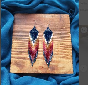 Navy <b>Blue</b> Beaded <b>Earrings</b> Bohemian Bead <b>Earrings</b> Shiny Seed Bead <b>Earrings</b> Fringe Beadwork <b>Earrings</b> Beaded Tassel <b>Earrings</b> - Product Image 1