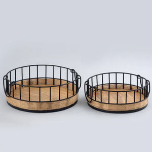 Contenedor de Organización de Cocina para Uso Doméstico, Cesta para Huevos de Alambre de Hierro Negro Estilo Vintage con Asa de Madera, Almacenamiento de Frutas de Metal - Product Image 4