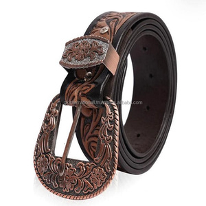 Ceinture d'outillage en cuir occidental de designer vintage classique pour hommes ceinture usinée à la main gravée florale sculptée à la main commande en gros toutes les tailles - Product Image 1