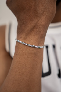 <b>Mens</b> 925 <b>silver</b> moissanite emerald baguette bracelet luxury engagement style jewellery slim tennis bracelet gift - Product Image 4