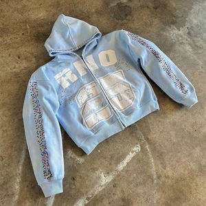 เสื้อมีฮู้ดผ้าเทอร์รี่แบบถักสำหรับผู้ชายเสื้อมีฮู้ดพิมพ์ลายดิจิทัลสำหรับซักมีซิปรูด - Product Image 4