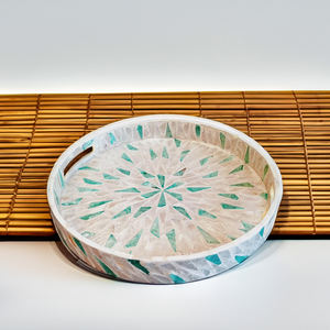 Plateau de service de luxe écologique fait à la main, incrustation de nacre géométrique polie du Vietnam pour les intérieurs de maison Restaurant - Product Image 3