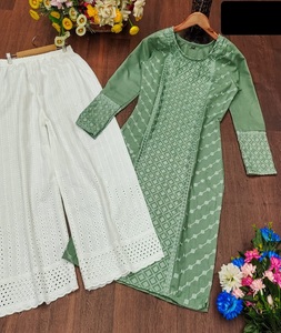 Top de algodón flameado de primera calidad para ropa étnica india con hermoso Palazzo de algodón de trabajo Chikankari para ropa informal y ropa de Festival Kurti - Product Image 1