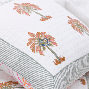 Housses de coussin en coton imprimé à la main indienne Housses de coussin matelassées Housses de coussin décoratives - Product Image 3