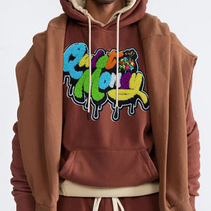 Chenille Patches Oversized Hoodie <b>for</b> Men's <b>Hip</b> Hop Boxy Style Drop Shoulders Hoodies Perfect <b>for</b> Daily Wear Pullover Hoodies - Product Image 6